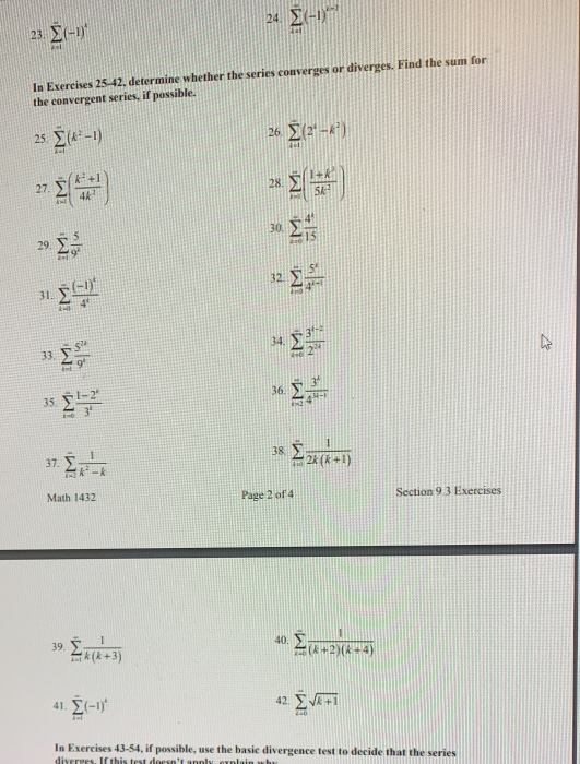 Solved 23. Σ- In Exercises 25-42, determine whether the | Chegg.com