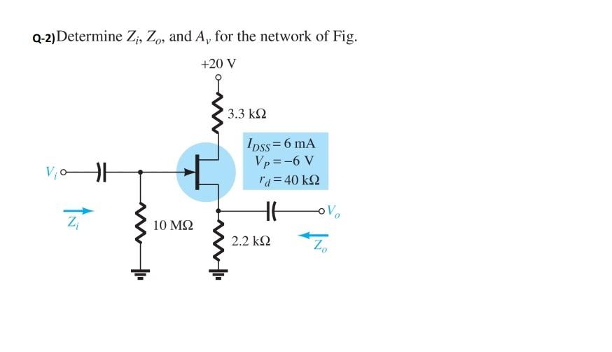 Solved Q-2) Determine Zi,Zo, And Av For The Network Of Fig. | Chegg.com