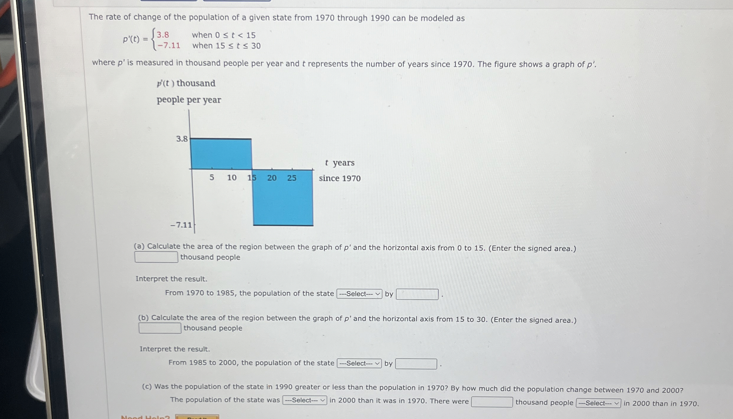 Solved The rate of change of the population of a given state | Chegg.com