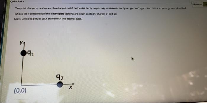 Solved Question 2 Two point charges 91 md 2 are placed at | Chegg.com