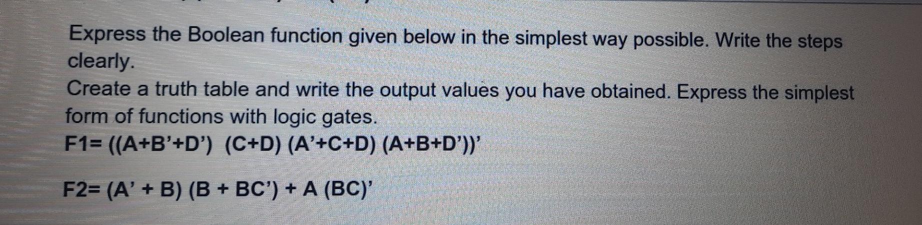 Solved Express the Boolean function given below in the | Chegg.com