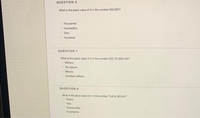 what is the place value of 2 in 63.3 52