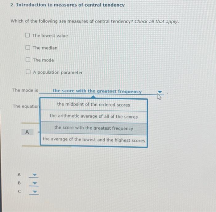 Solved 2 Introduction To Measures Of Central Tendency Which 7049