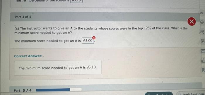 Solved Exam grades: Scores on a statistics final in a large | Chegg.com
