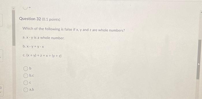 Solved Which Of The Following Is False If X,y And Z Are 