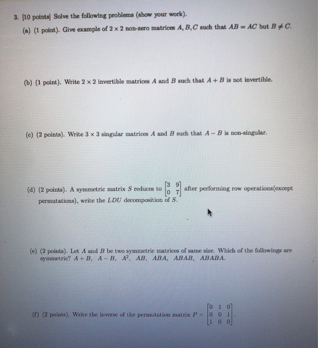 Solved 3. [10 Points] Solve The Following Problems (show | Chegg.com