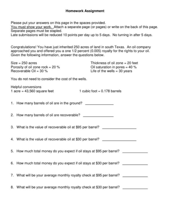 Homework Assignment Please put your answers on this | Chegg.com