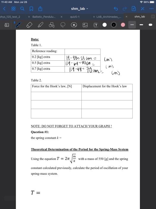 Objective: To study the simple harmonic motion of | Chegg.com