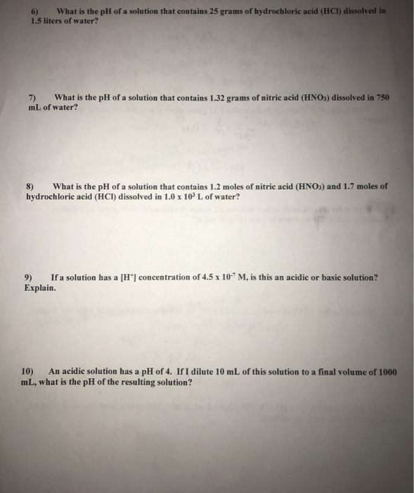 Solved 6) What is the pH of a solution that contains 25 | Chegg.com