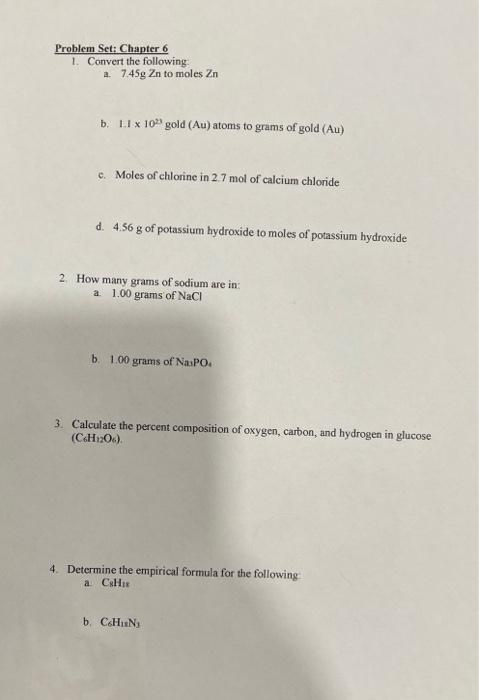 Solved Problem Set: Chapter 6 1. Convert the following: a. | Chegg.com
