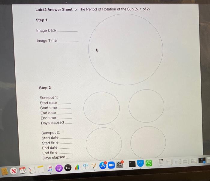 Lab#2 Answer Sheet for The Period of Rotation of the | Chegg.com