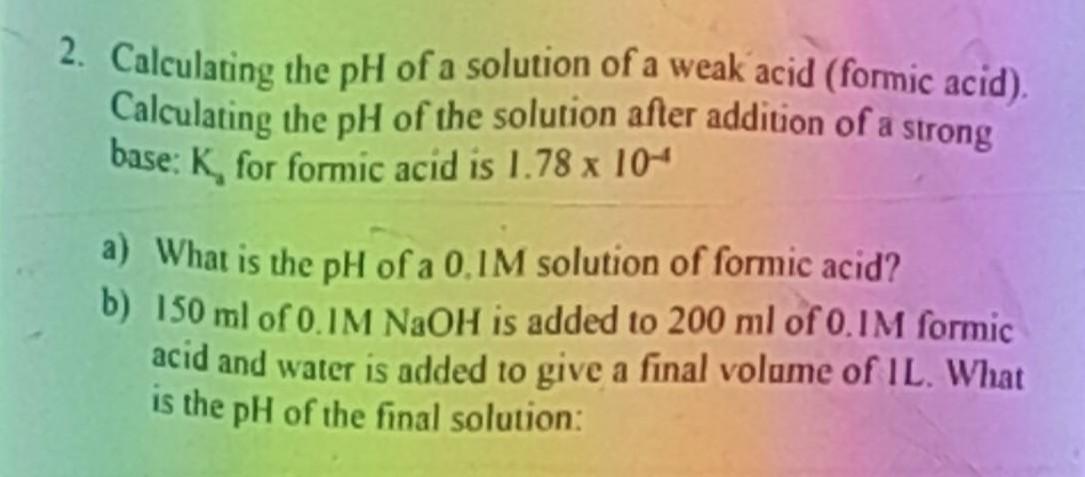 ph of weak acid solution formula