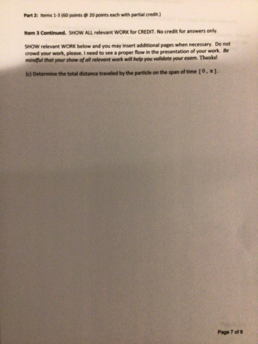 Solved Part 2: Items 1-3 (60 points @ 20 points each with | Chegg.com