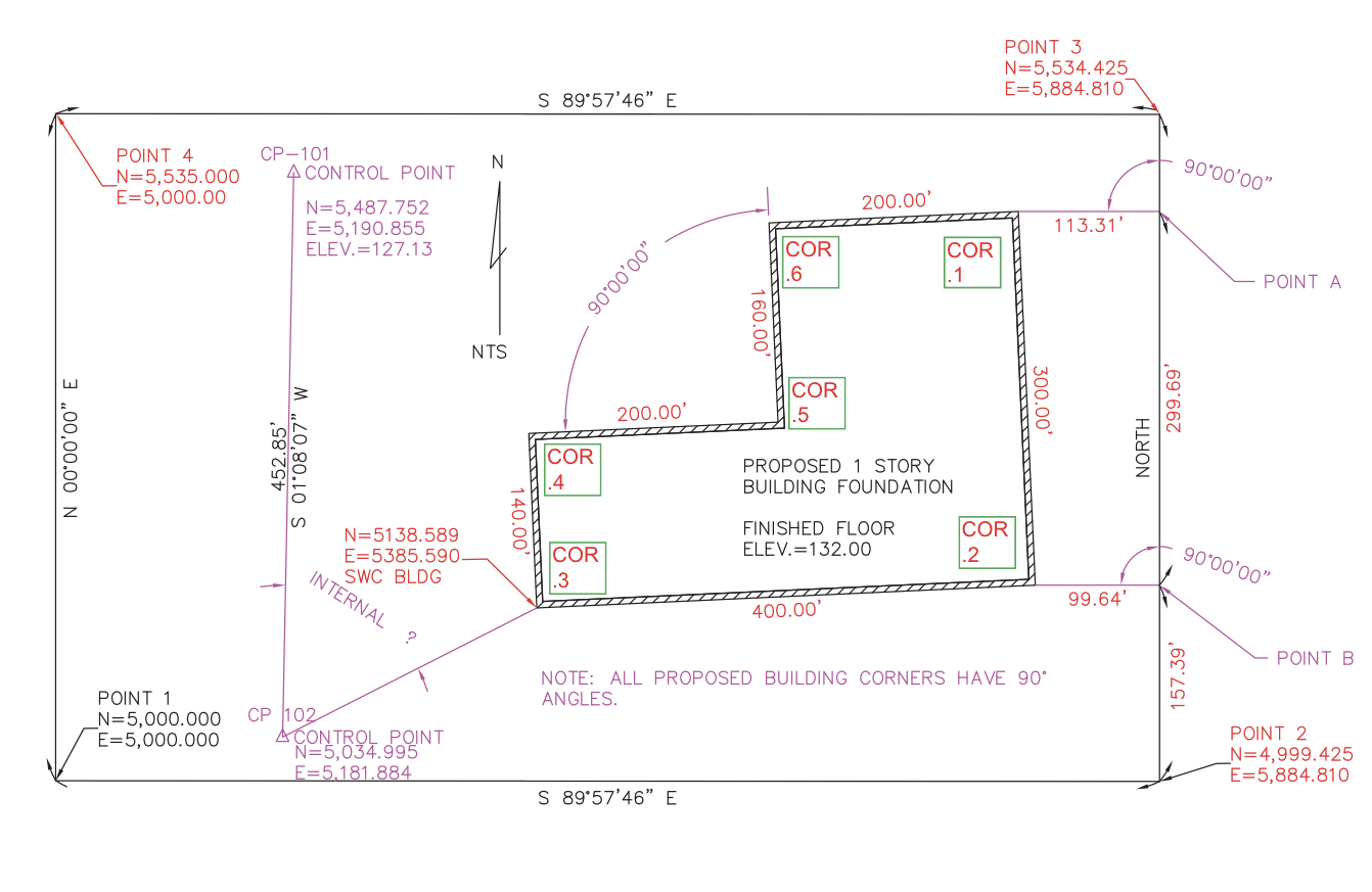 Solved WHAT ARE THE COORDINATES (N,E) ﻿AT POINT A AND POINT | Chegg.com