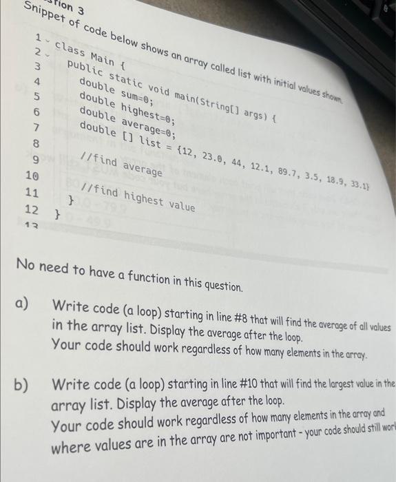 Solved code below shows an array called list with initial | Chegg.com