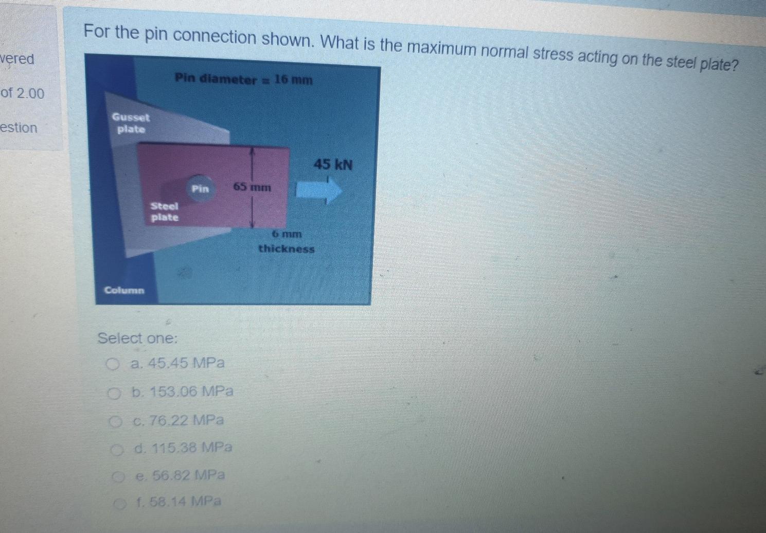 Solved For the pin connection shown. What is the maximum | Chegg.com