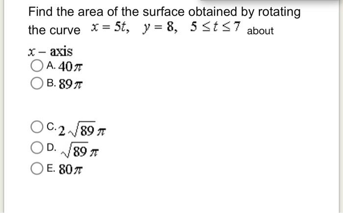 Solved Find the area of the surface obtained by rotating the | Chegg.com