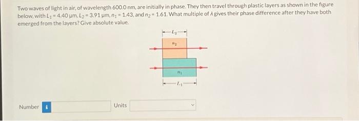 In The Figure Assume Two Waves Of Light In Air Of Or Cheggcom
