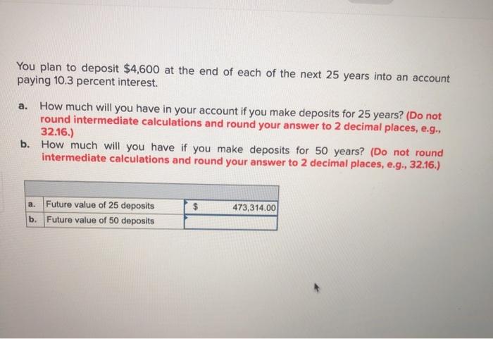 Solved a. You plan to deposit $4,600 at the end of each of | Chegg.com