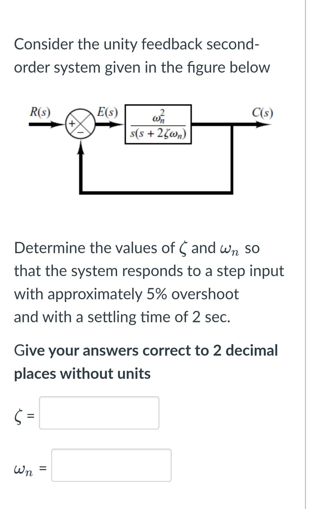 Solved Consider the unity feedback second- order system | Chegg.com