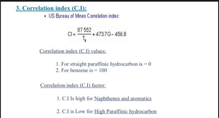 Solved 3. Correlation index (C.I): • US Bureau of Mines | Chegg.com