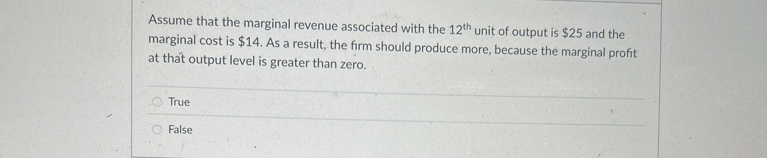 Solved Assume that the marginal revenue associated with the | Chegg.com