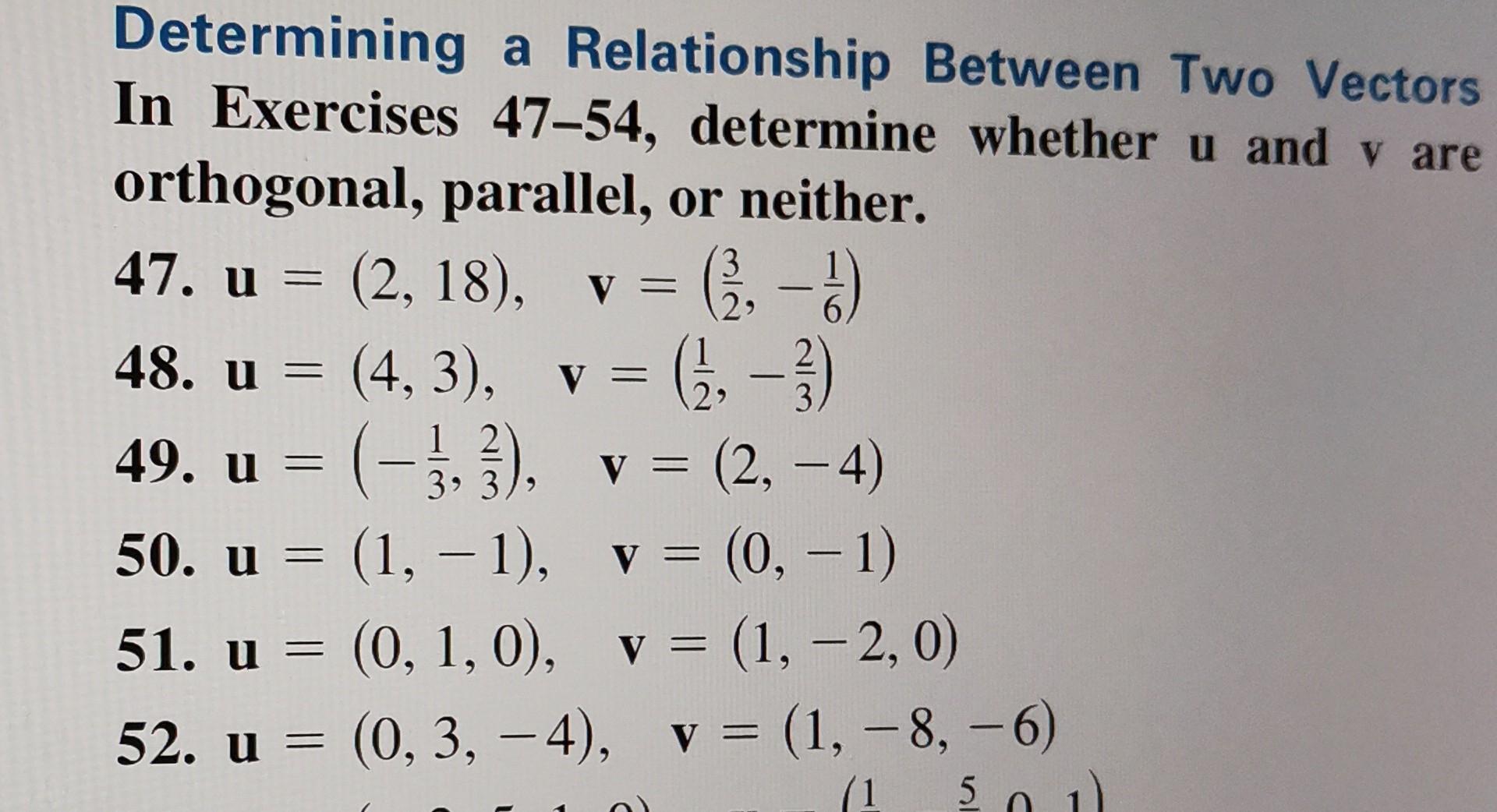 Solved Determining a Relationship Between Two Vectors In | Chegg.com