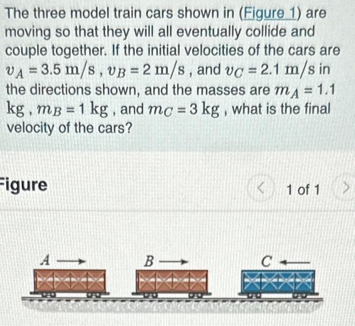 Solved The three model train cars shown in (Figure 1) are | Chegg.com