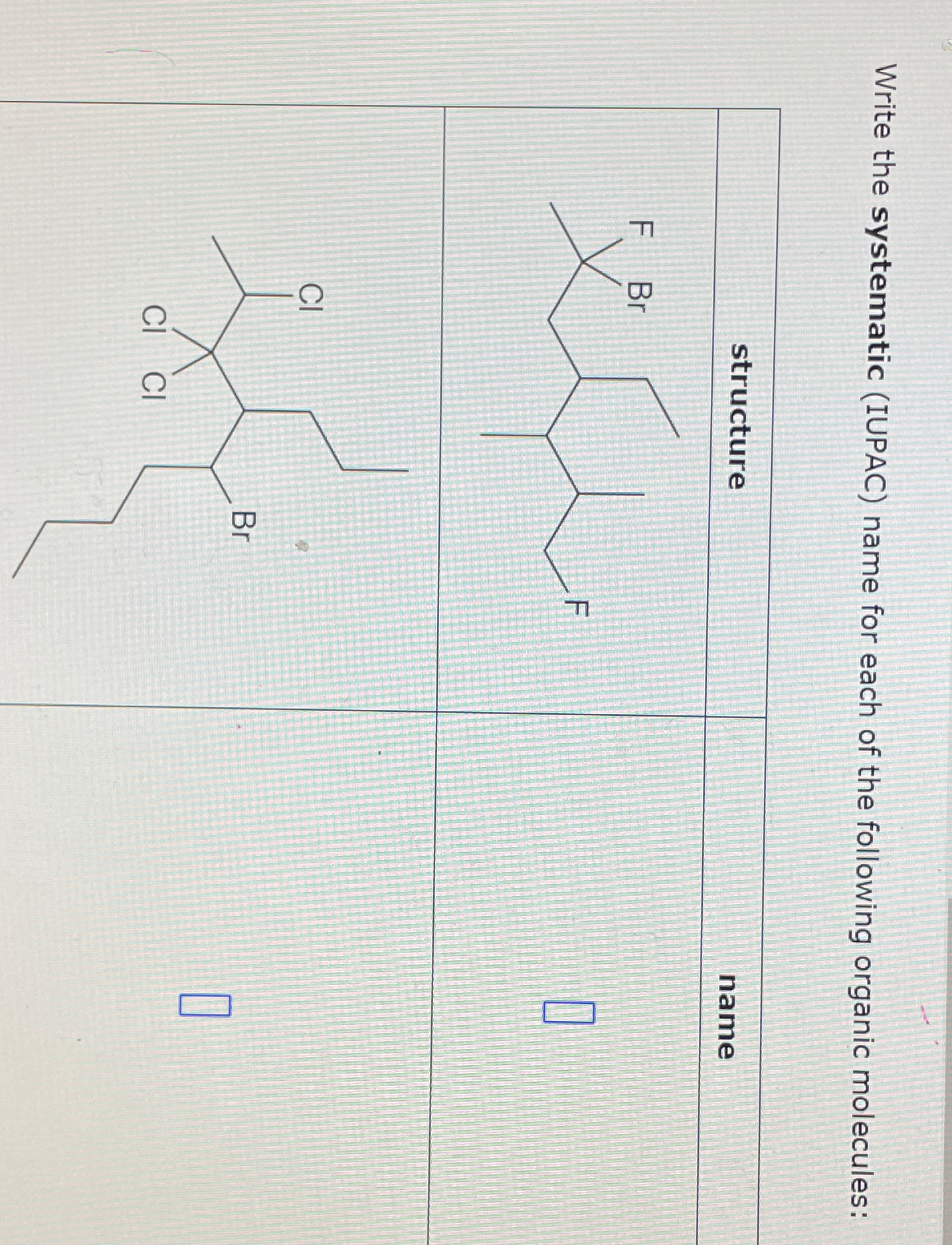 Solved Write the systematic (IUPAC) ﻿name for each of the | Chegg.com