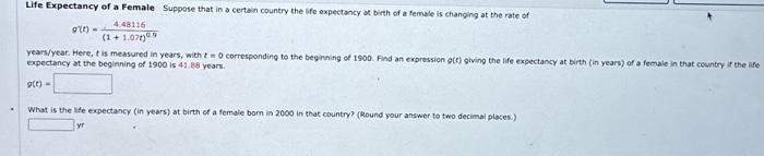 Solved Life Expectancy of a Female Suppose that in a certain | Chegg.com