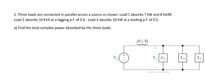 Solved 2. Three loads are connected in parallel across a | Chegg.com