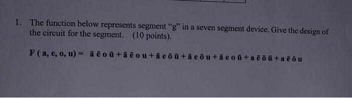 Solved 1 The Function Below Represents Segment G In A Chegg Com