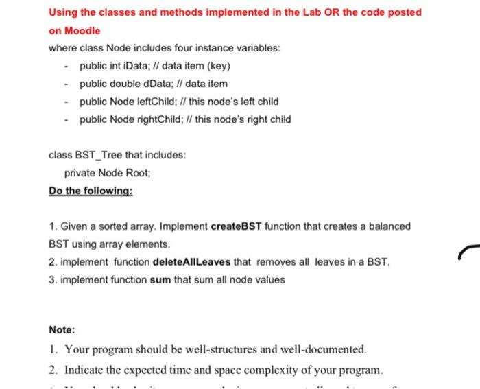 Solved Using the classes and methods implemented in the Lab | Chegg.com
