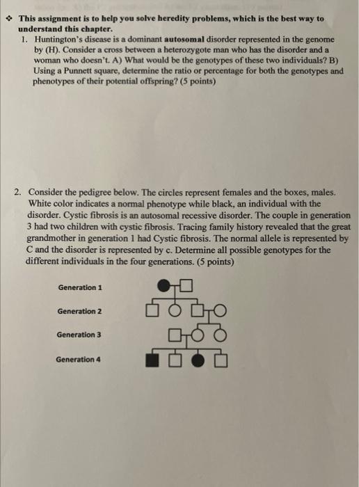 Solved This assignment is to help you solve heredity | Chegg.com