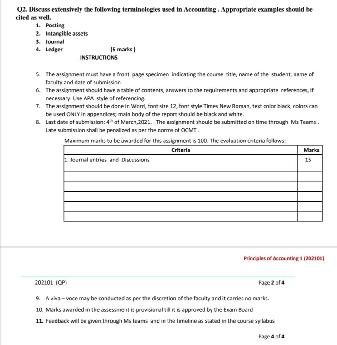 Solved Q2. Discuss extensively the following terminologies