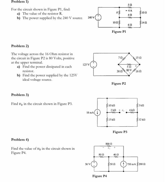 Solved For the circuit shown in Figure P1, find: a) The | Chegg.com