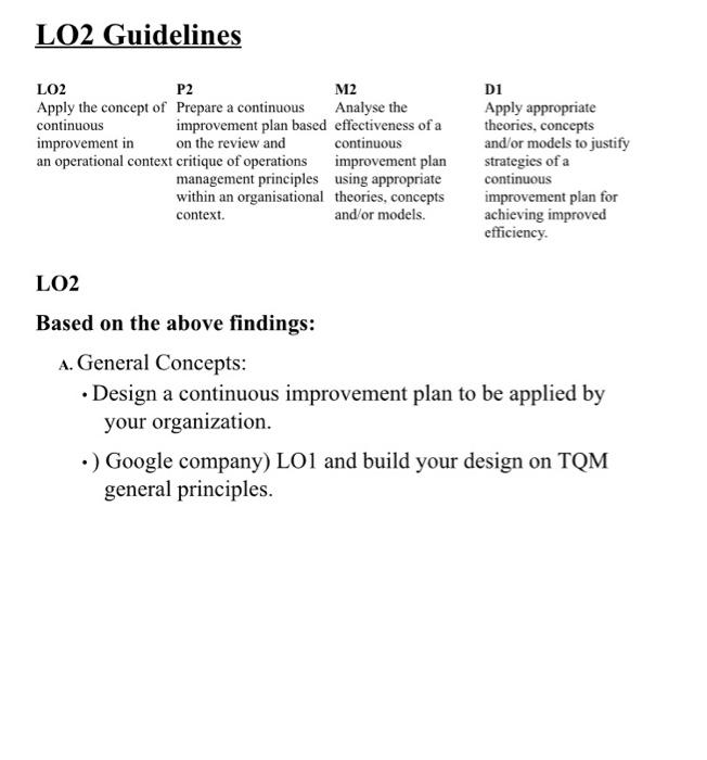 Solved LO2 Guidelines LO2 P2 D1 Apply the concept of Prepare | Chegg.com