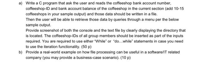 Solved a) Write a C program that ask the user and reads the | Chegg.com