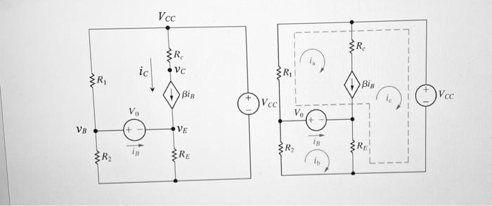 Solved = = In circuit on the left (below). Vcc = 12 V, V = 1 | Chegg.com