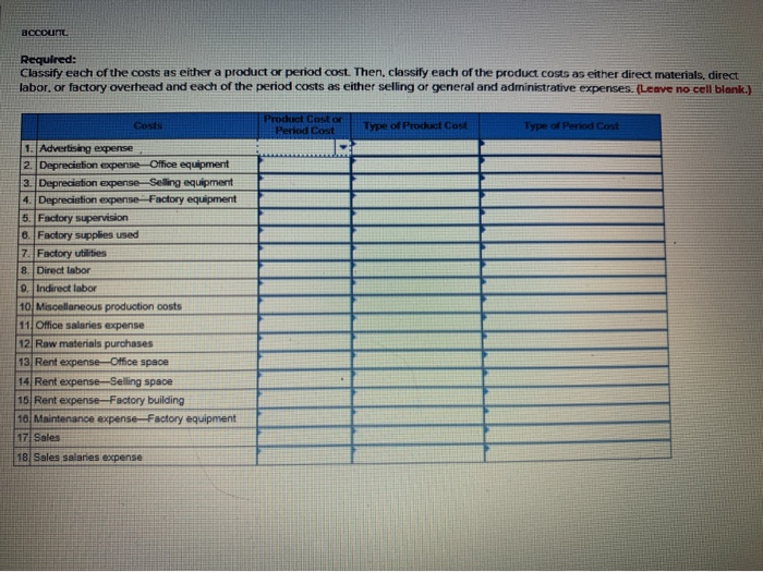 Solved Problem 12A Classifying costs LO C2, C3 The
