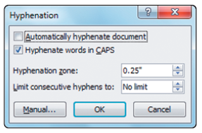 turn on auto hyphenation in word 2010