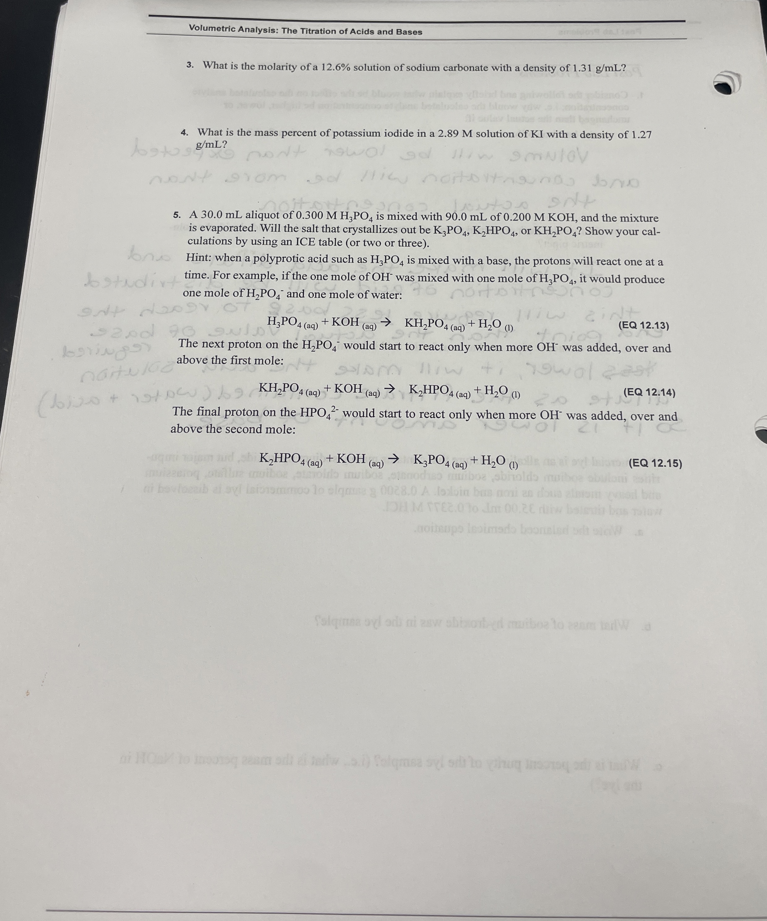 Solved Volumetric Analysis: The Titration of Acids and | Chegg.com