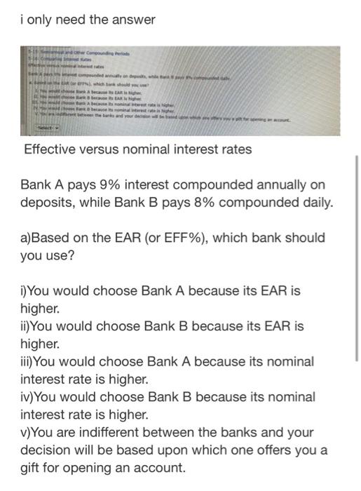 Solved Effective Versus Nominal Interest Rates Bank A Pays | Chegg.com