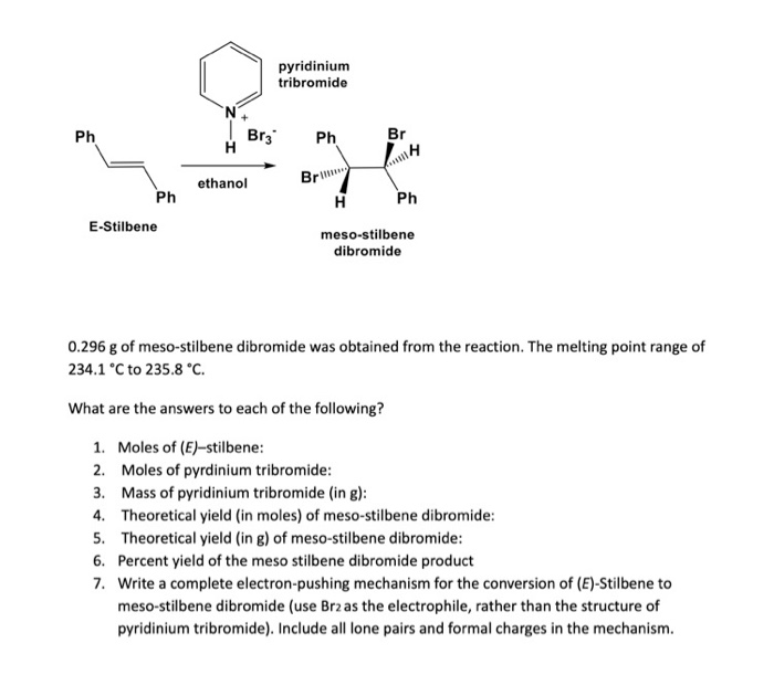 Solved pyridinium tribromide Ph Brz Ph Br H ethanol Br... н | Chegg.com