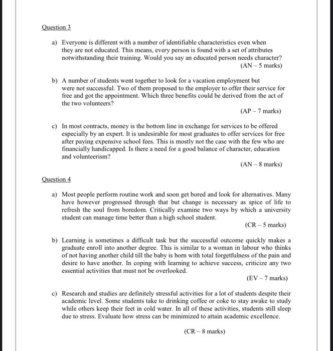 Question 3 A Everyone Is Different With A Number Of Chegg Com