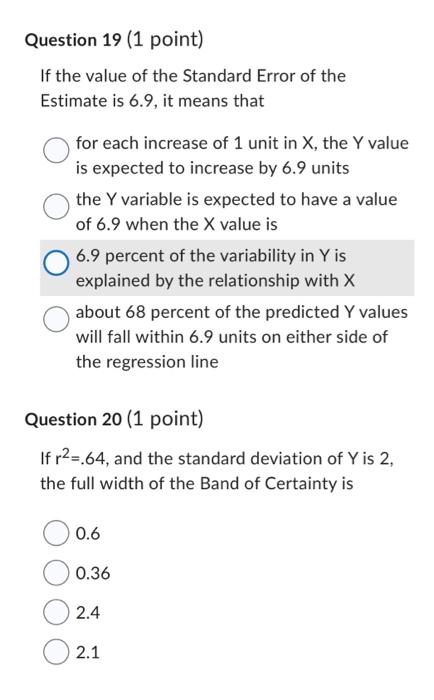 Solved If the value of the Standard Error of the Estimate is | Chegg.com