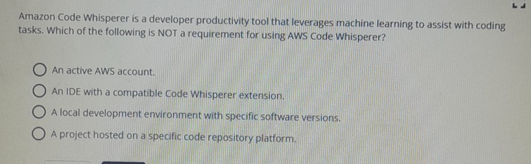 Solved Amazon Code Whisperer is a developer productivity | Chegg.com