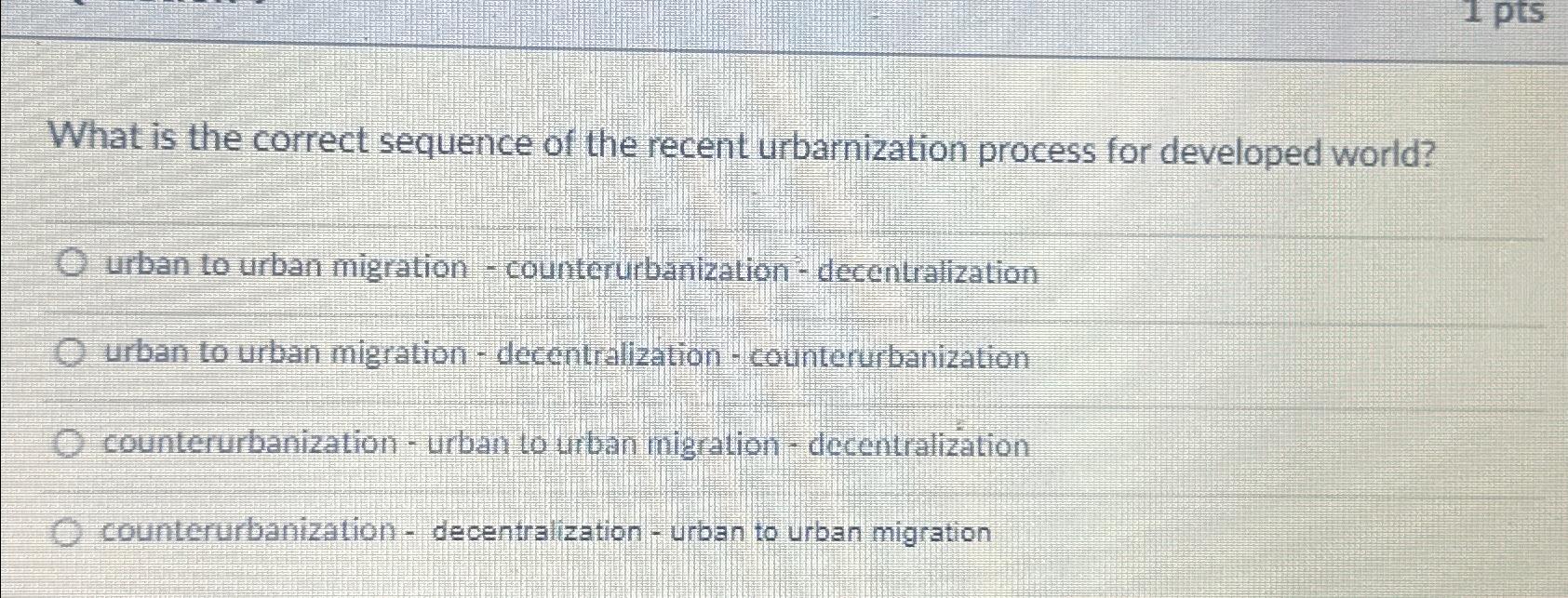 Solved What is the correct sequence of the recent | Chegg.com