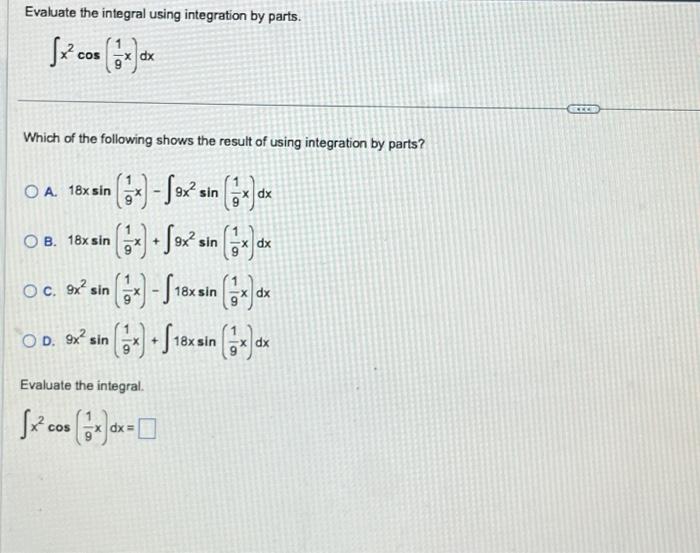 Solved Evaluate The Integral Using Integration By Parts. | Chegg.com