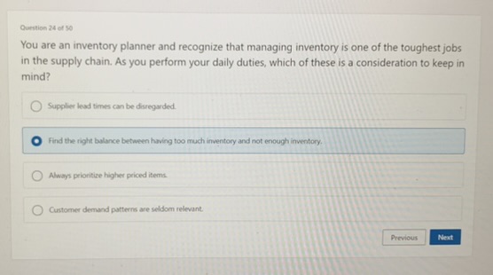 Solved Ourstion 24 ﻿of 50You are an inventory planner and | Chegg.com